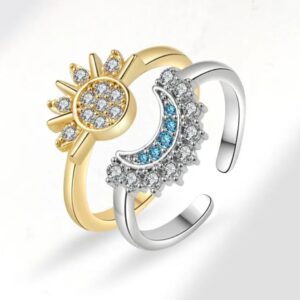 Trending Gold and Silver Plated Sun and Moon Rings | Adjustable Best Friends Jewellery