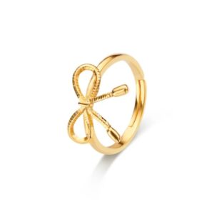 Dainty Bowknot Adjustable 18K Gold Plated Ring