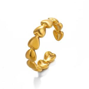 Multi Hearts Shaped 18k Gold or Silver Plated Ring