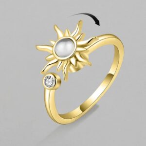 Rotating Sun Opal Ring | Gold or Silver Plated Stainless Steel