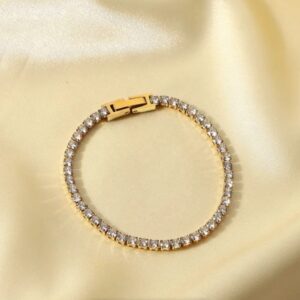 Classic Full Zircon Tennis Bracelet | 14k Gold Plated